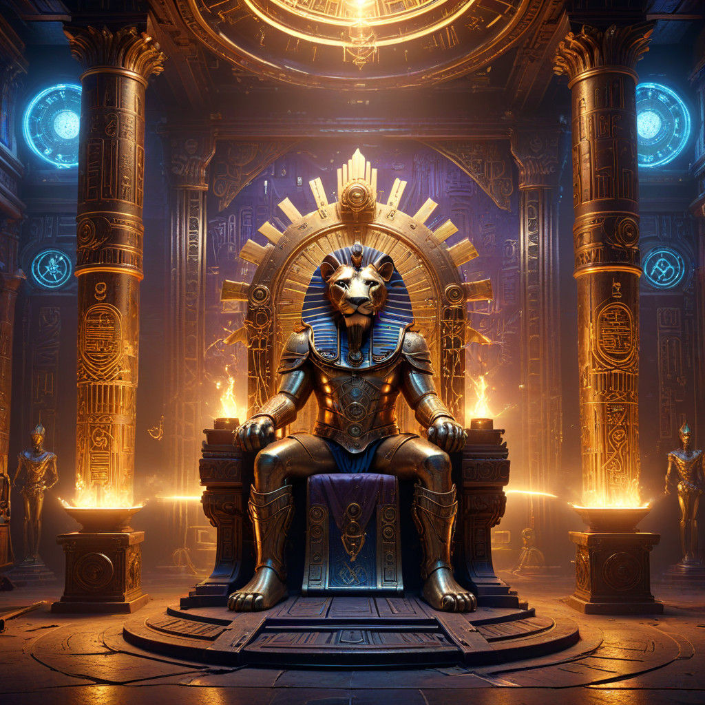 Steampunk Egyptian Throne Room in Opulent Splendor