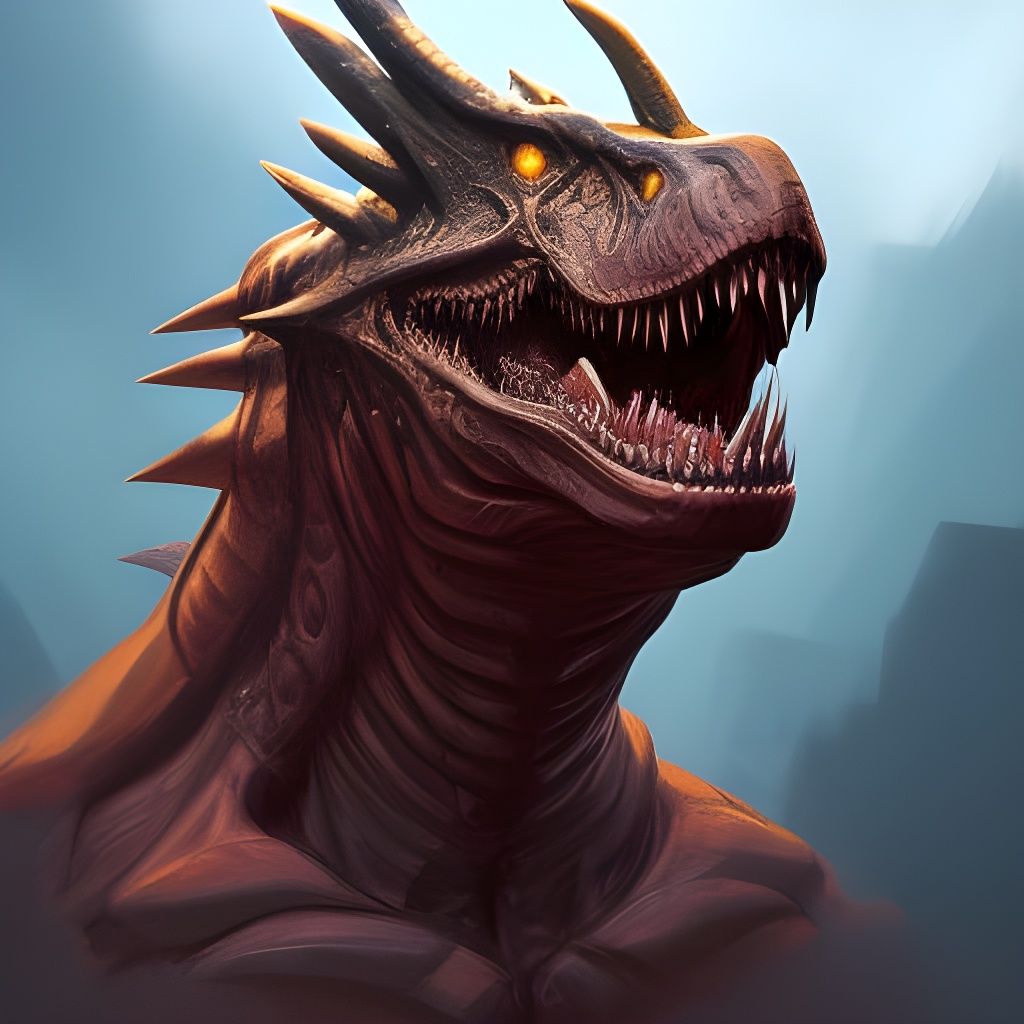 Demonic T-Rex Portrait in Trending Artstation Style
