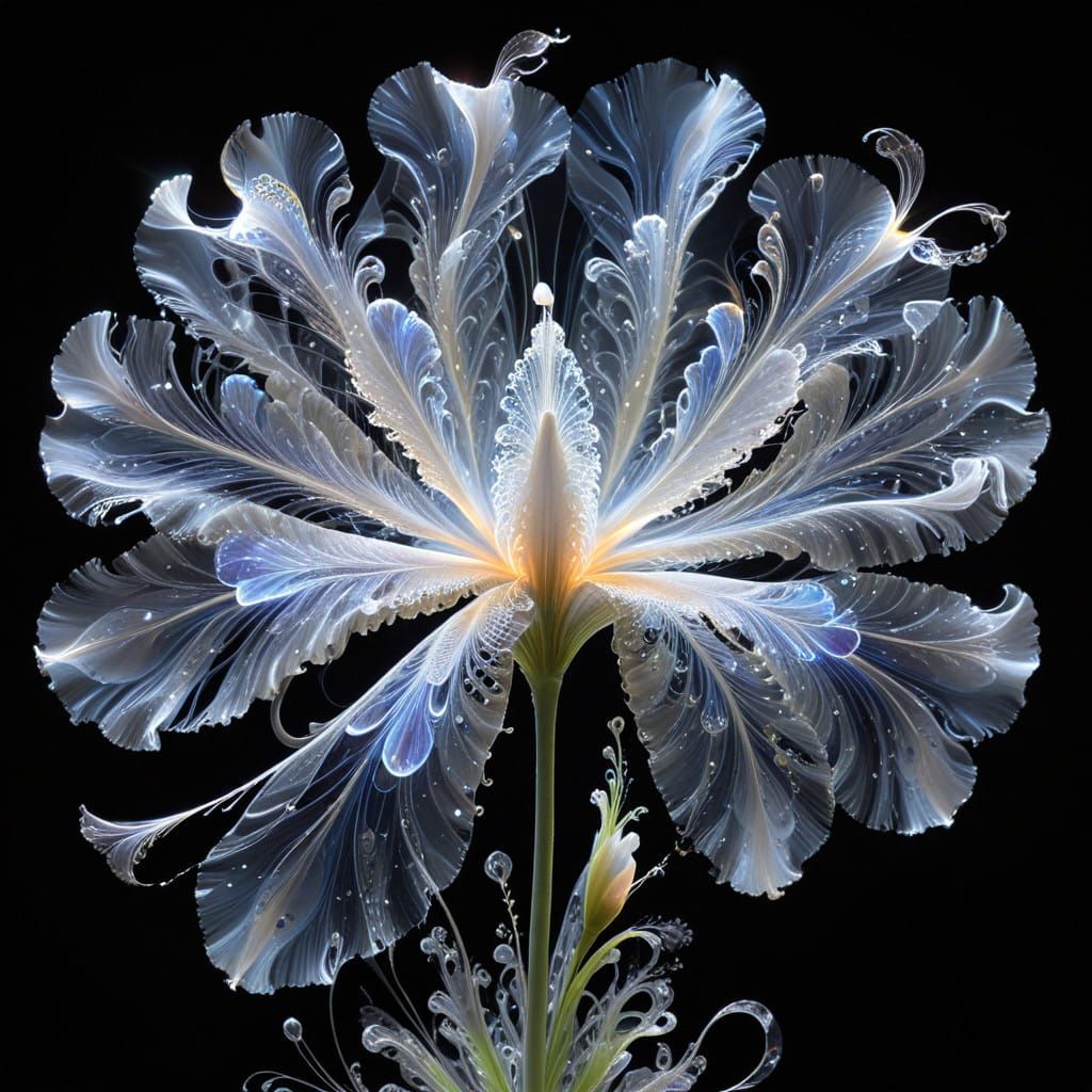 Surreal Peacock Waltzes with Neon Thread