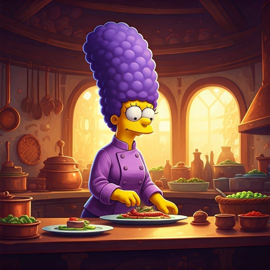 Marge Simpson Chef in Fantasy Kitchen, Unreal Engine
