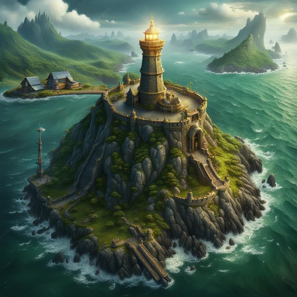 Elven Lighthouse on Peninsula in South American Style