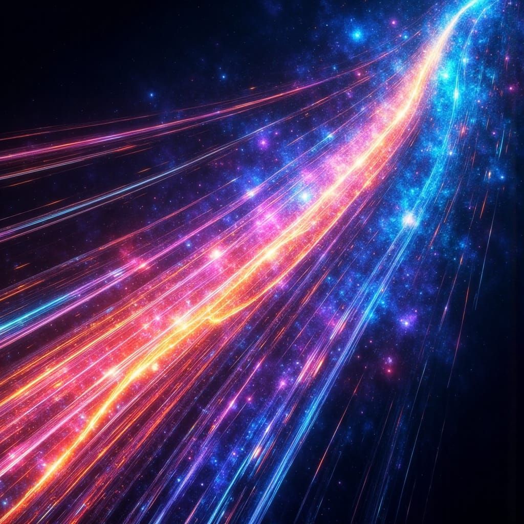 Rainbow Nebula Strokes in Space: Digital Illustration