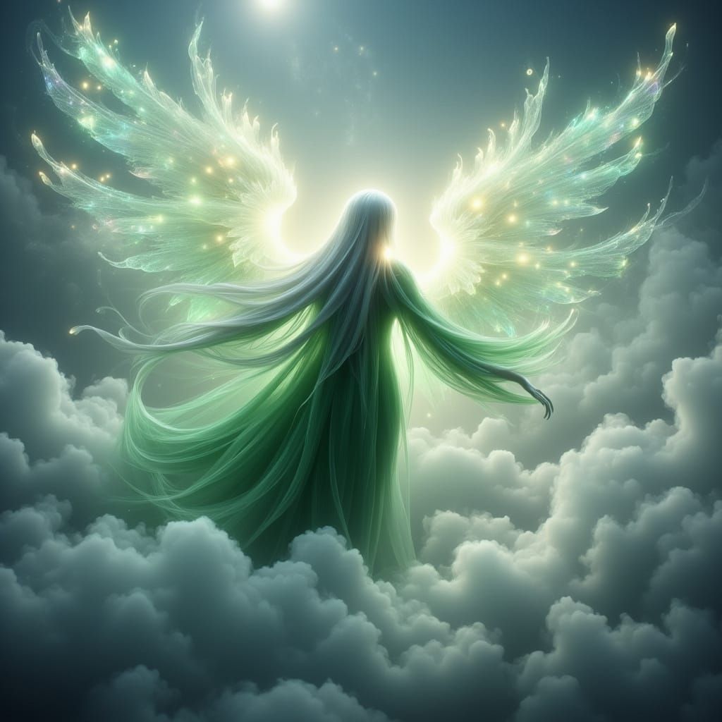 Elven Angel Soaring to Celestial City