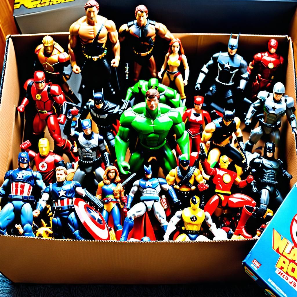 A box of action figures