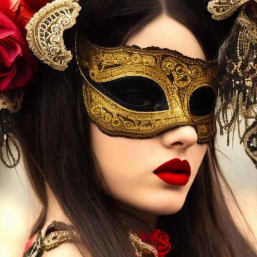 Ana de Armas Venetian Mask Portrait
