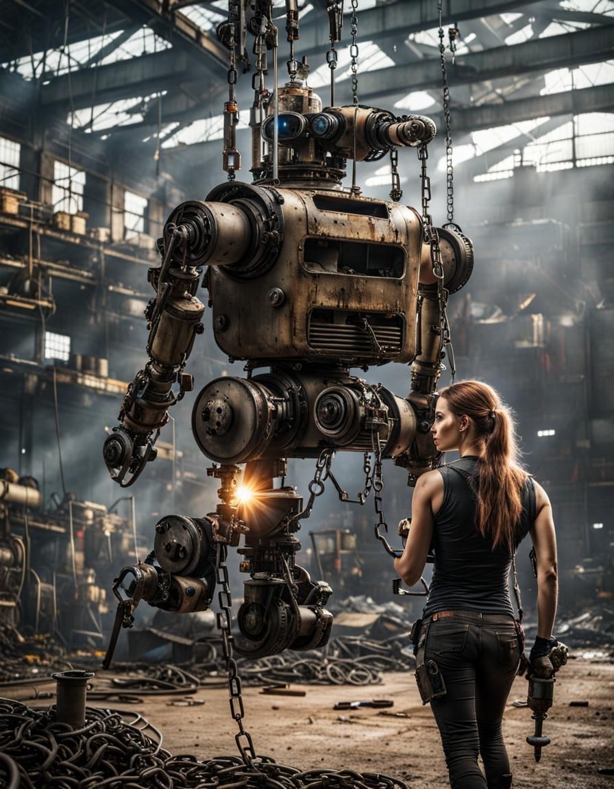 Female Mechanic in Post-Apocalyptic Factory