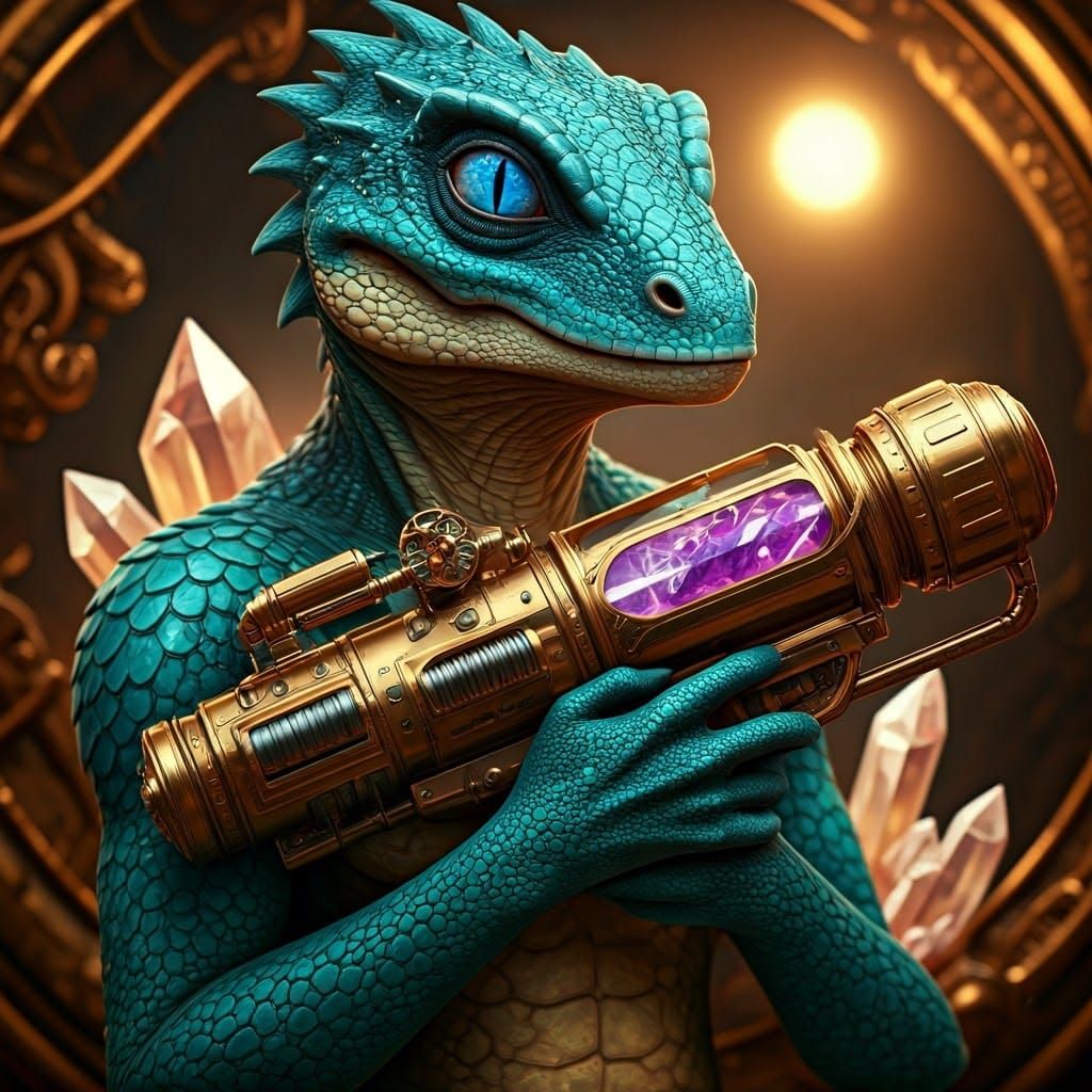 Reptilian Guardian of Steam Punk Paradise