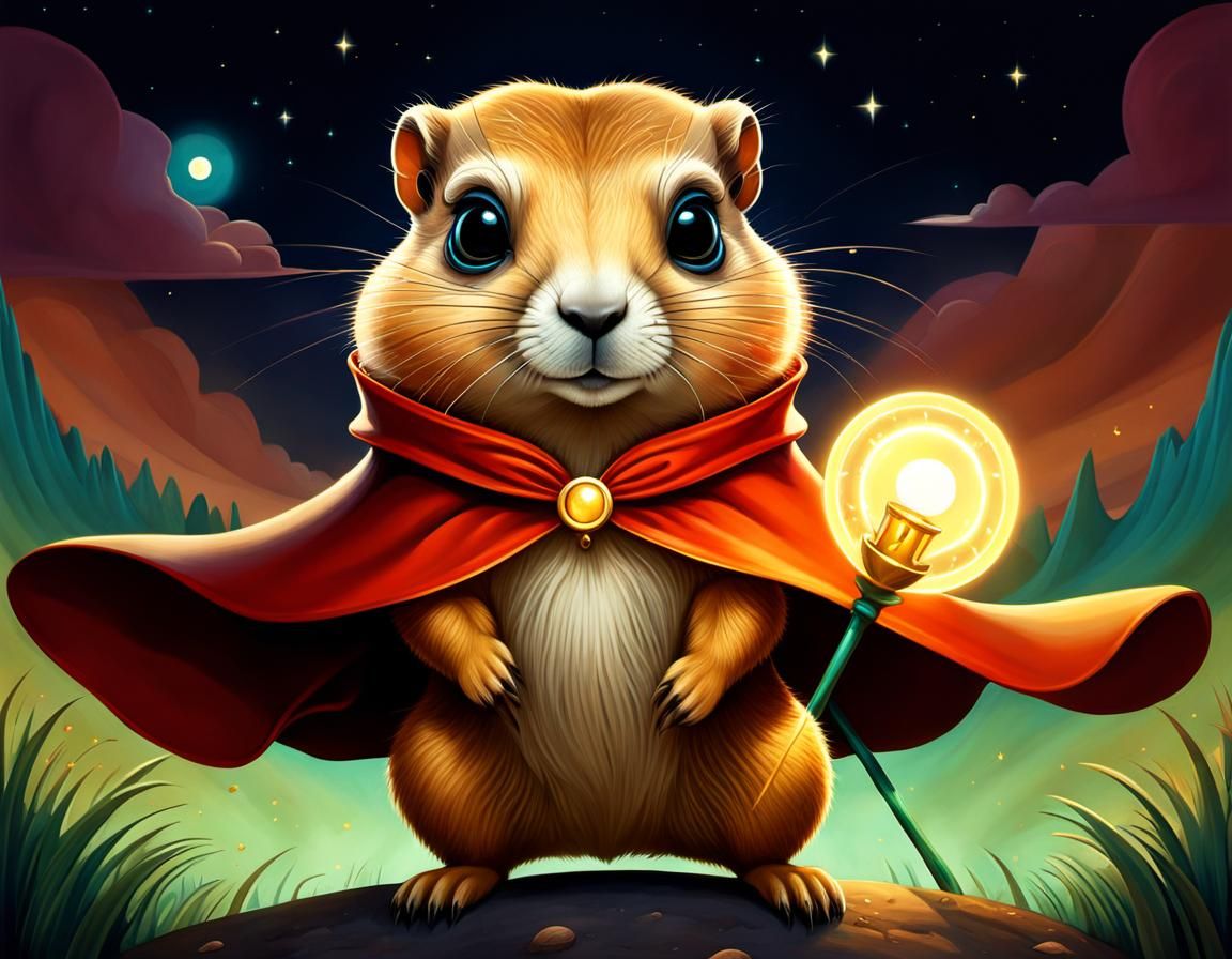 Fierce Prairie Dog Hero in Whimsical, Gustav Klimt-Inspired...