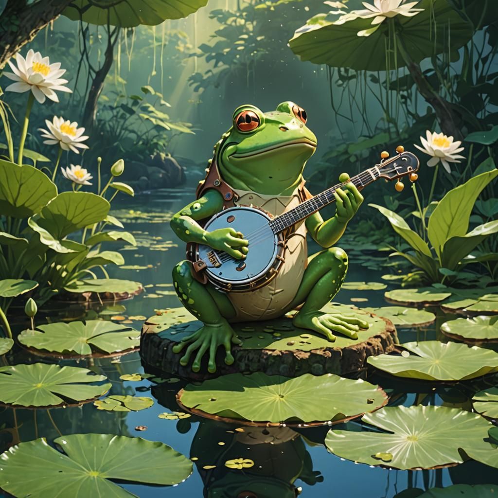 Frog's Serenade: Banjo Music on the Lilypad