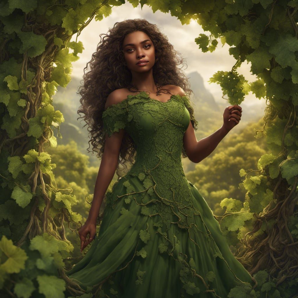 Girl in Vine Dress: Fantasy Concept Art
