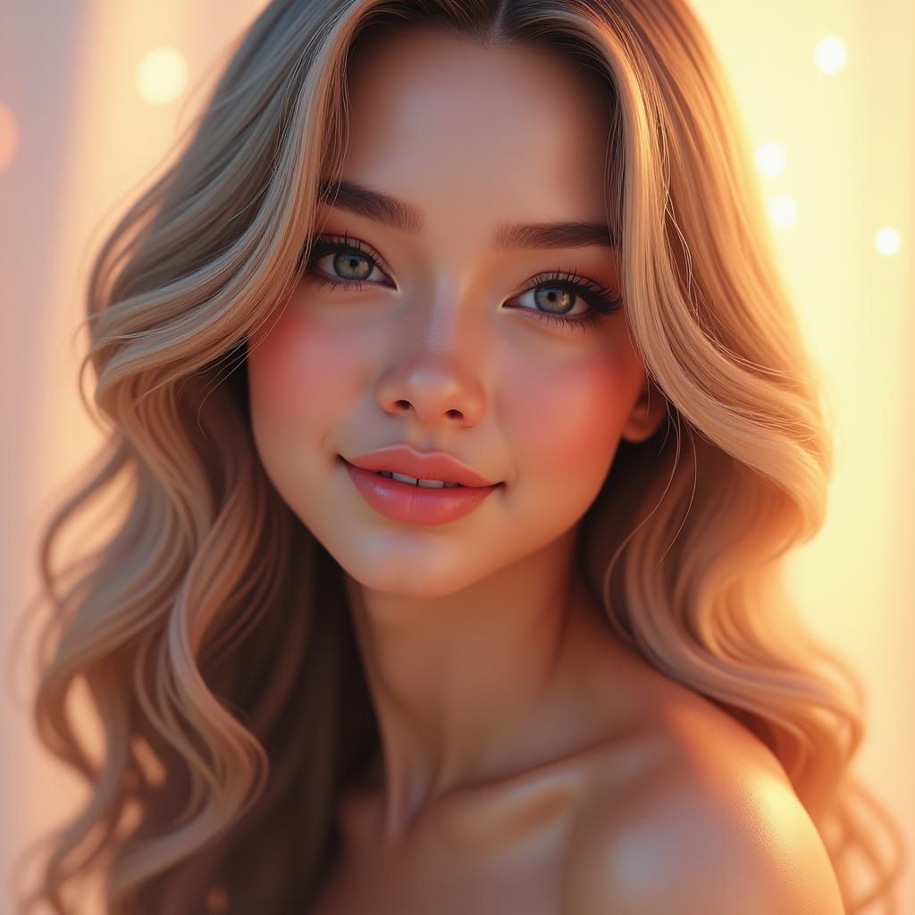 Beautiful Woman Portrait in Dreamy Pastel Hues