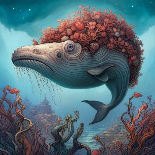 Whale in Coral Crown: Fairycore Concept Art
