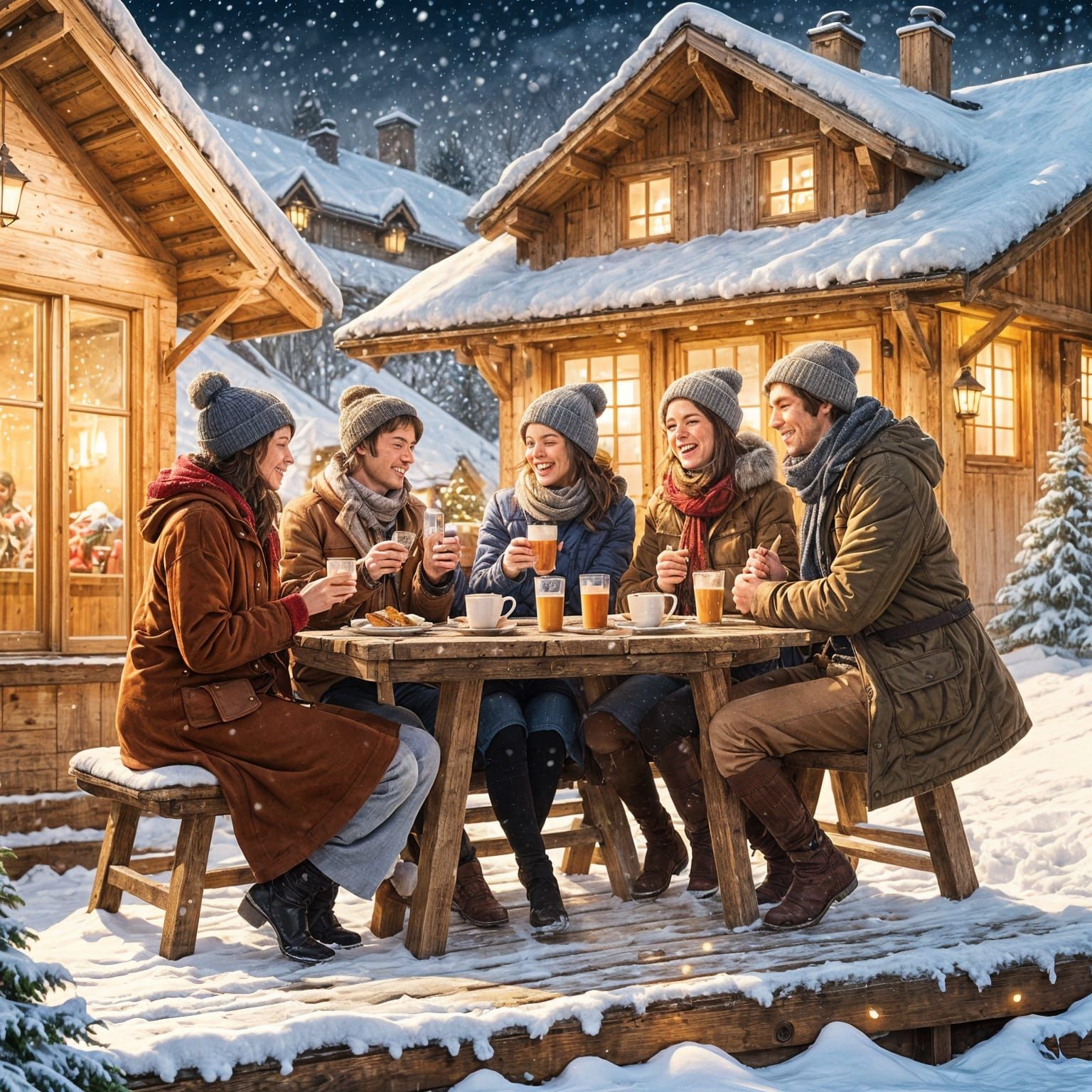 Some of the brave team are enjoying the fresh air and treats...