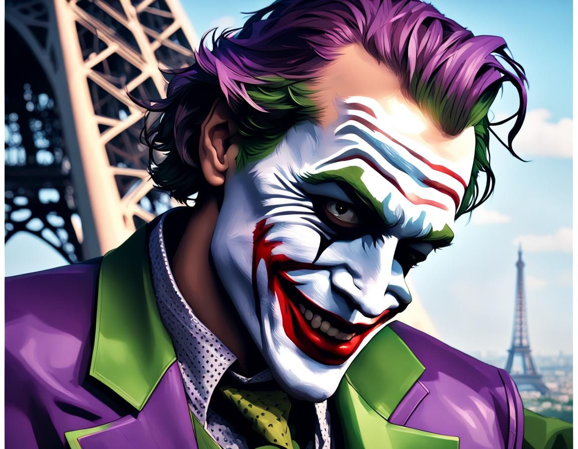Joker Portrait in Paris, Hyperdetailed Digital Art