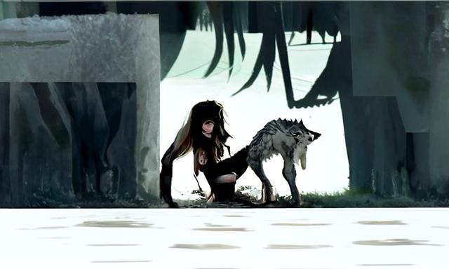 Enigmatic Wolf Girl Portrait