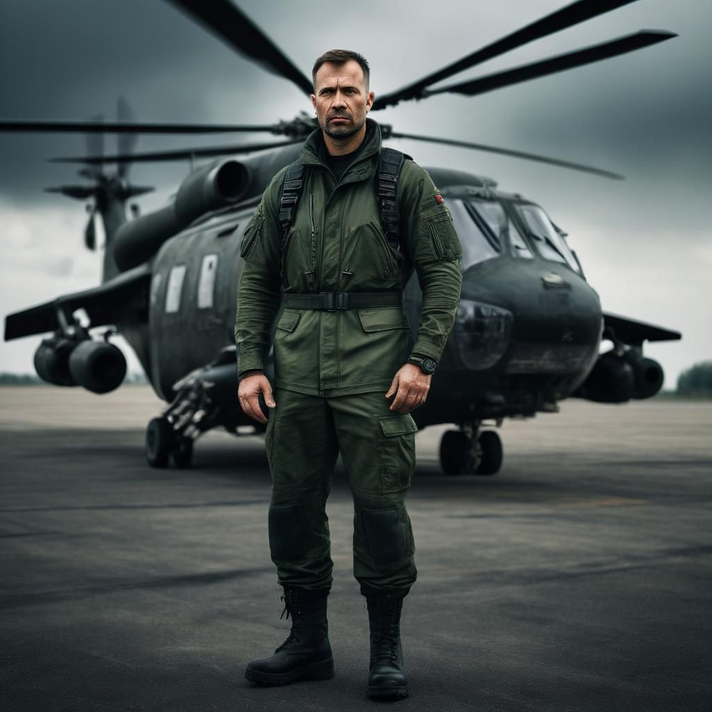 Photorealistic Portrait of Slavic Man in Military Attire