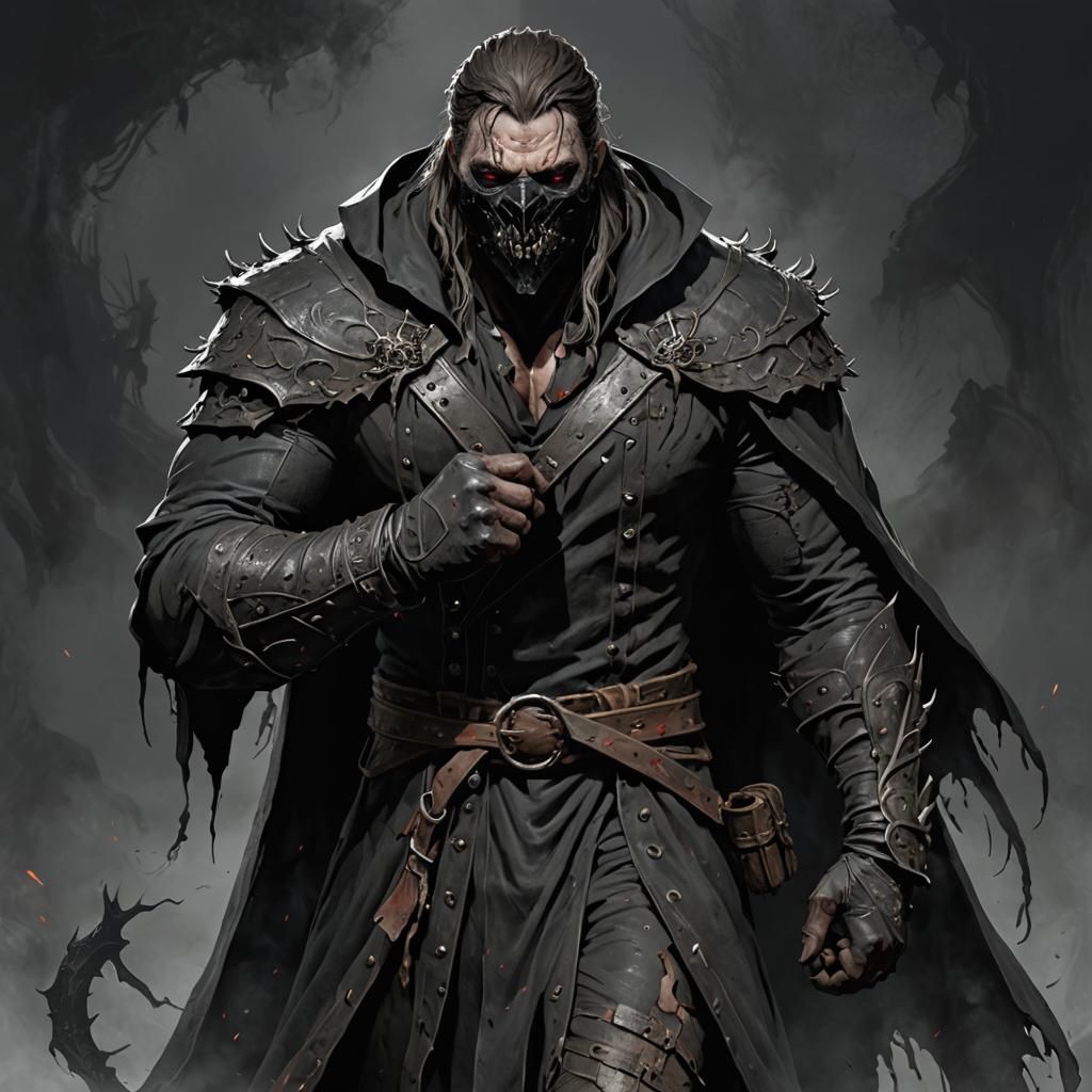 Dark Fantasy Muscular Man with Witch Doctor Mask