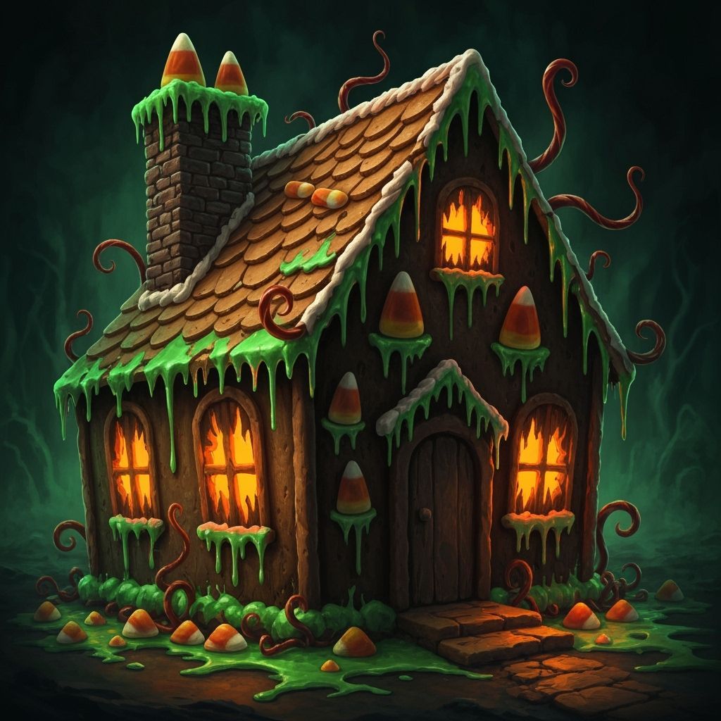 Cursed Gingerbread House in Gothic Fantasy Style