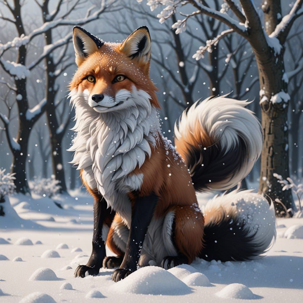 Majestic Fox in Winter Wonderland