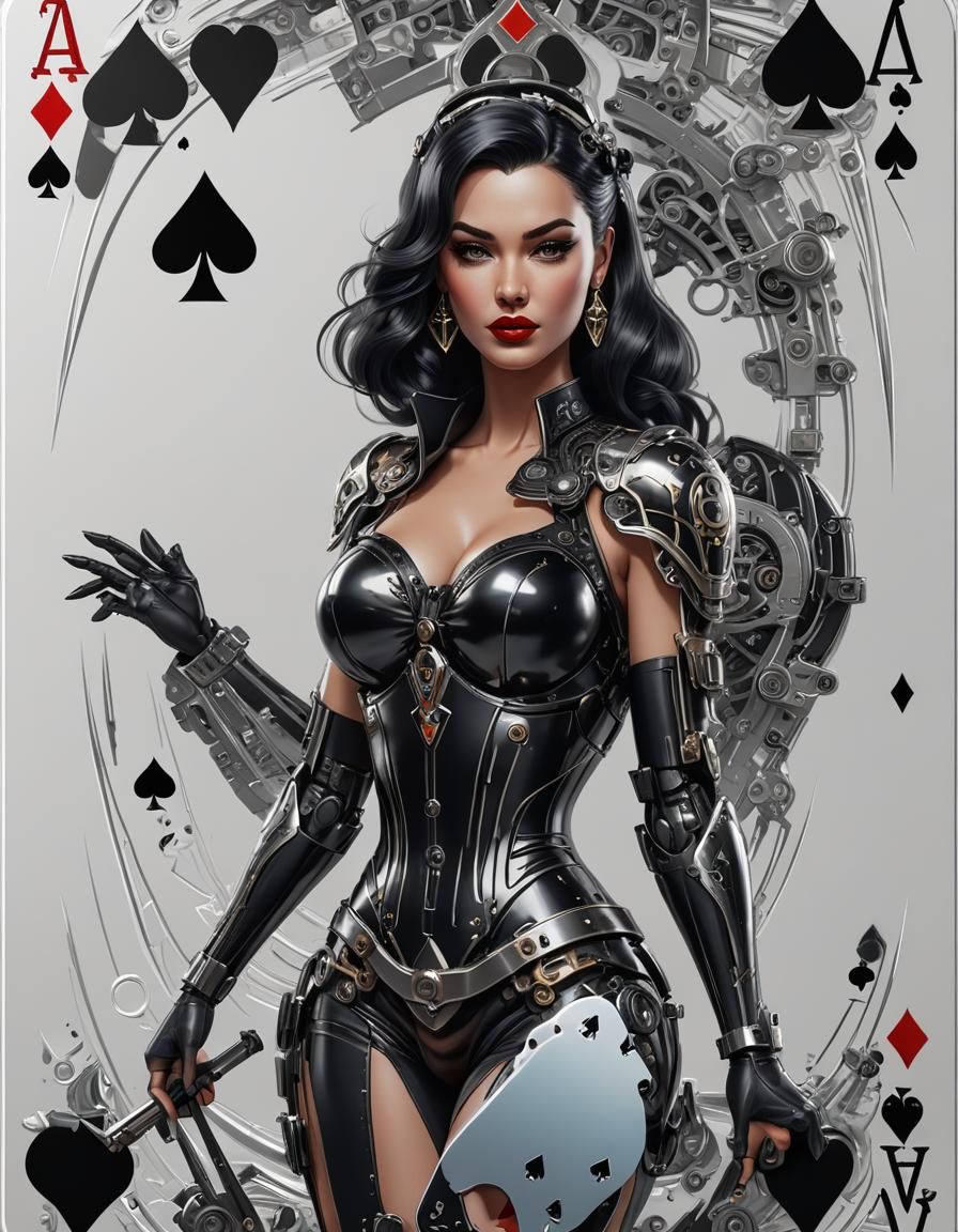 Ace of Spades Pinup in Sci-Fi Mechanical Style