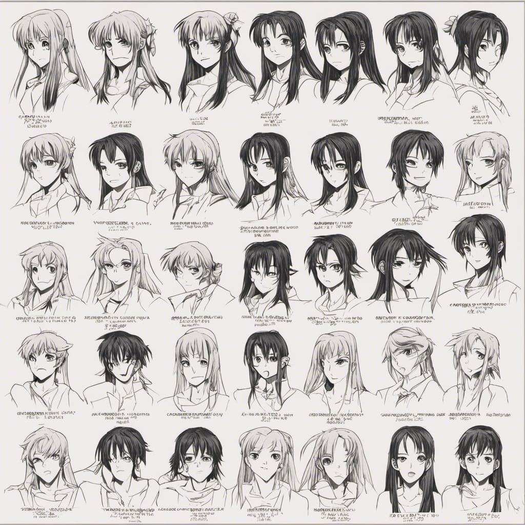 Early 2000s Anime Character Reference Sheet