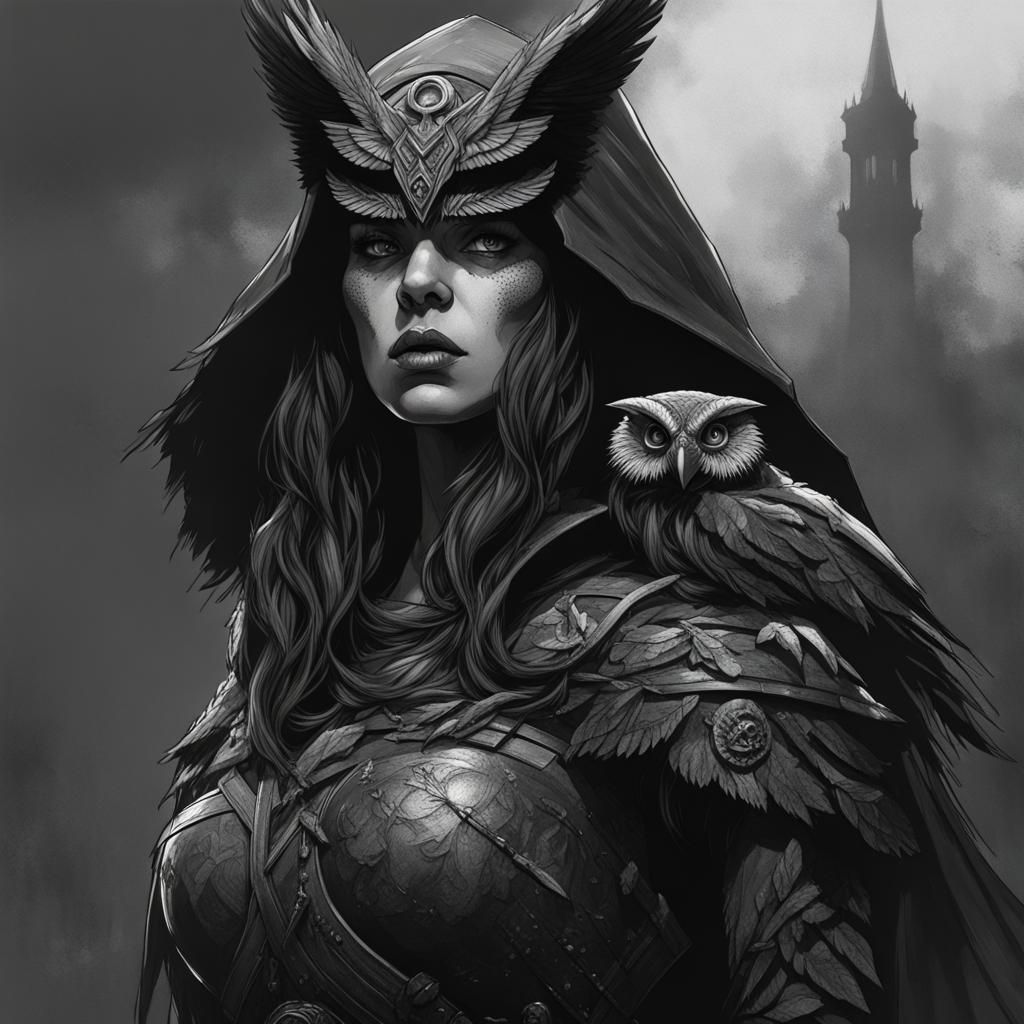 Dark Witch Warrior Portrait in Disciples III Style