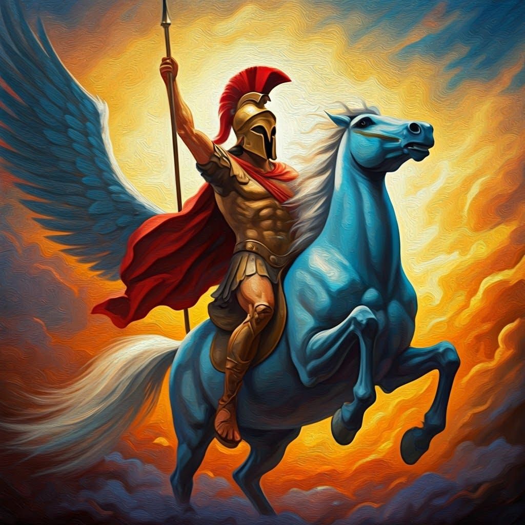 Epic Neo-Impressionist Pegasus Rider