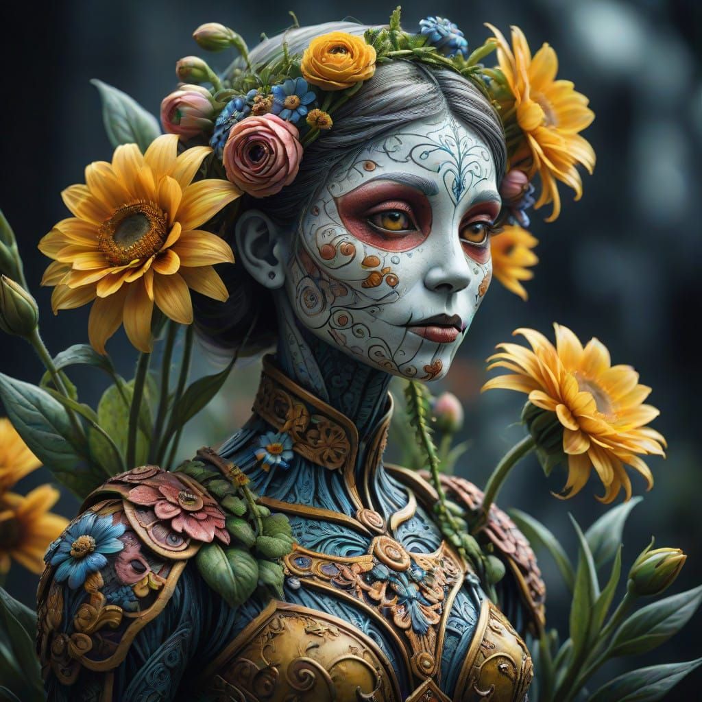 Vibrant Floral Characters in Hyperrealistic Style