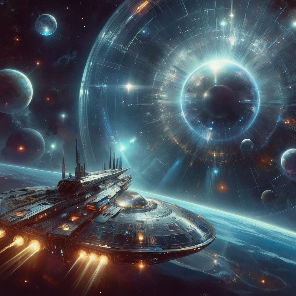 Futuristic Spaceship Under Celestial Eye: Digital Art