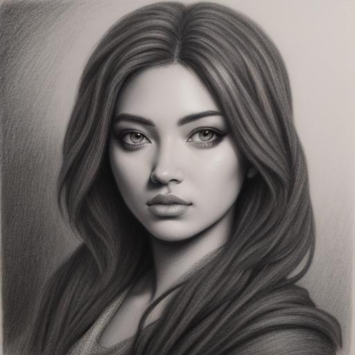 Hyperdetailed Charcoal Drawing of a Girl