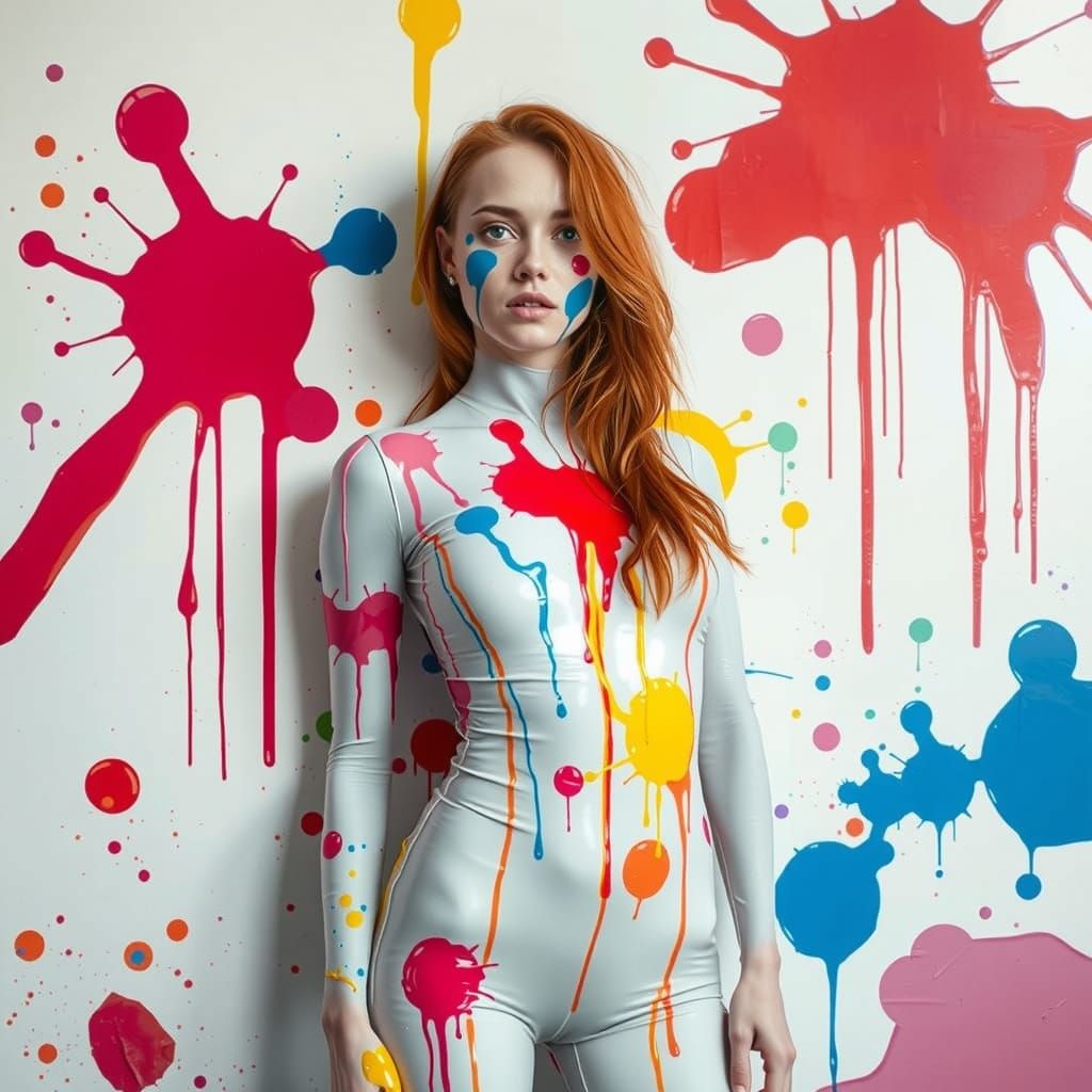 Redhead in Latex: A Colorful, Retro-Futuristic Vision