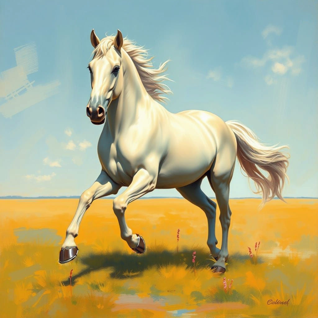 Camargue Horse in Beautiful Landscape