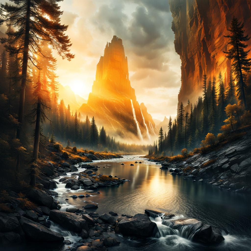 Natural Landscapes in Double Exposure Realism