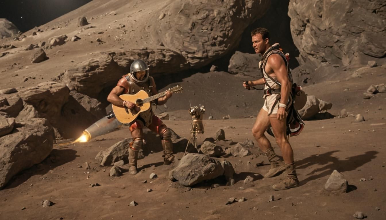 Gladiator astronaut walking on the Moon