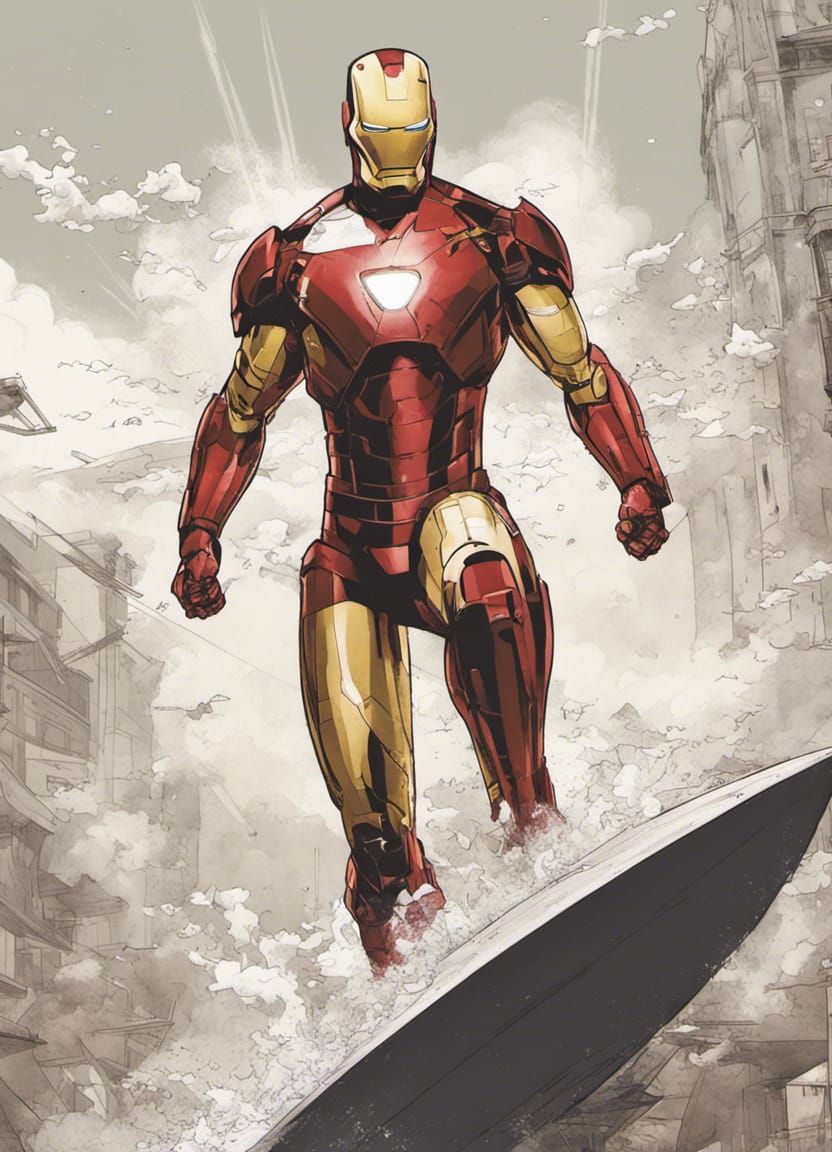 Iron-Man Surfing on a Paper Airplane