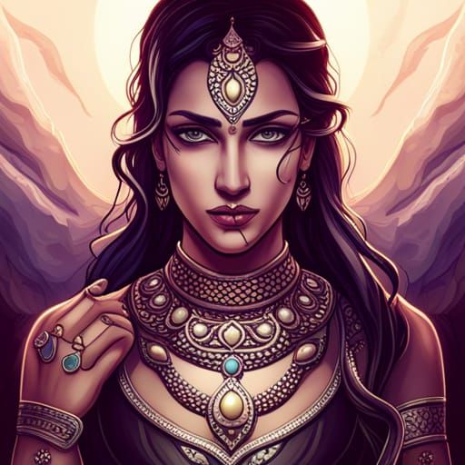 Hindu Snake Goddess Portrait in Artstation Style