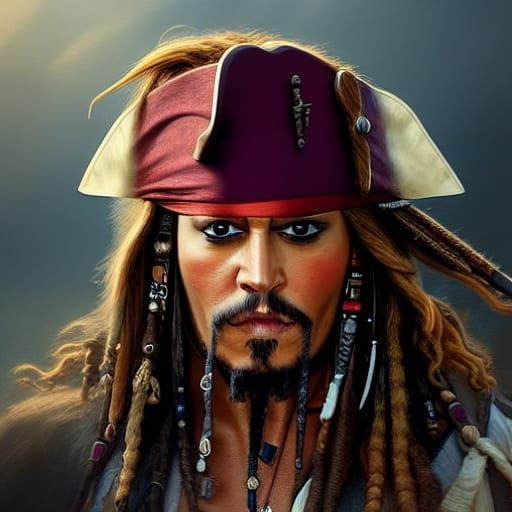 Detailed Portrait of Jack Sparrow, Hyperdetailed Concept Art