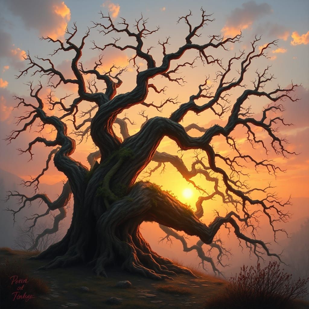 Majestic Ancient Tree at Sunset