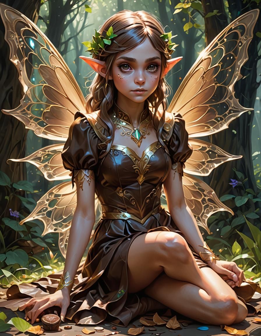 Chocolate Fairy Elf in 3D Digital Art