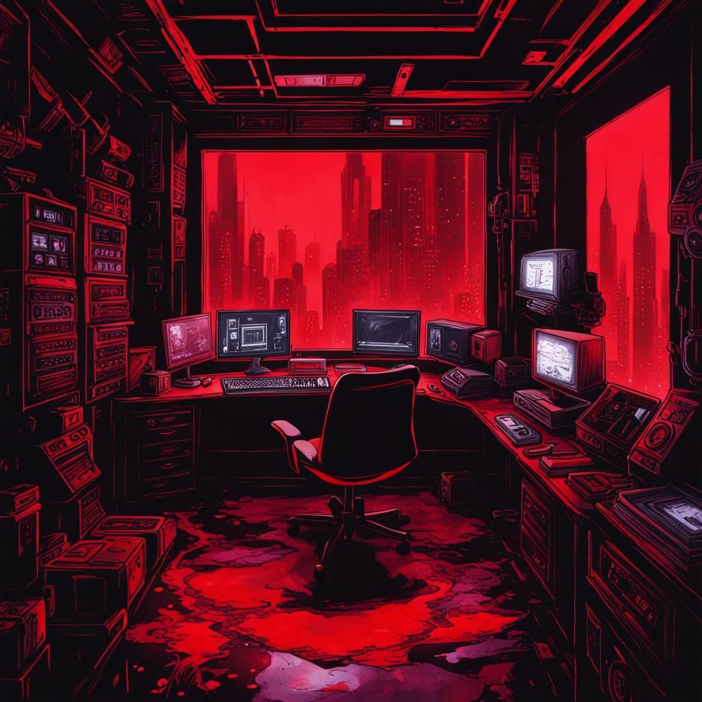 Hell's Dungeon: Black and Red Cyberpunk Design