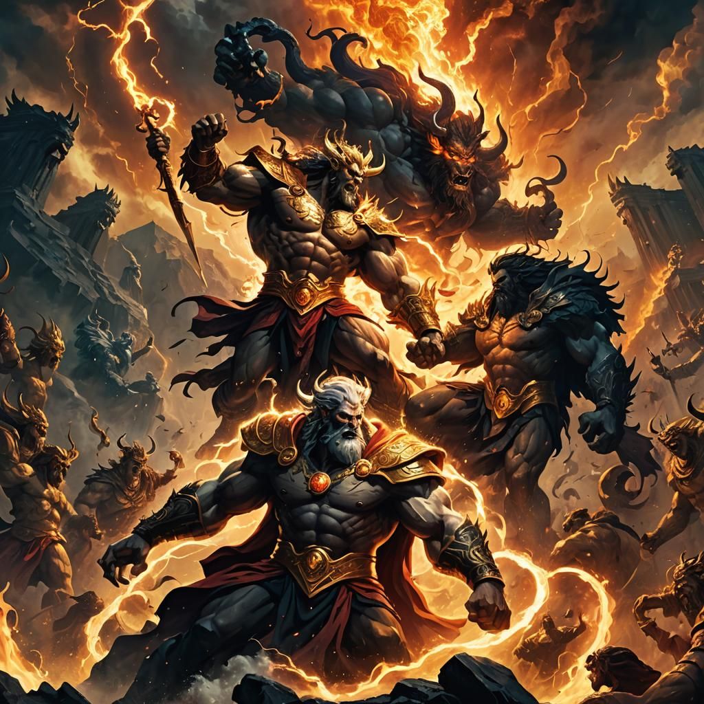 Gods and Demons Clash on Olympus in Epic Fantasy Art