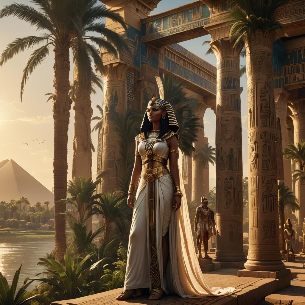 Pharaoh and Queen Overlook Nile Valley