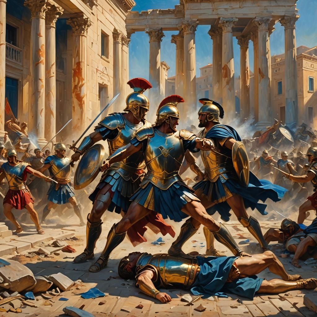 Achilles and Hector Clash: An Epic Oil Painting