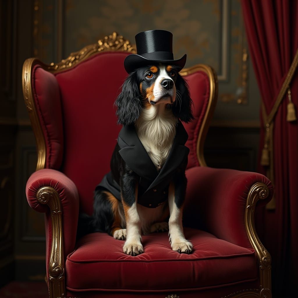 A Regal Canine Gentleman in Victorian Finery