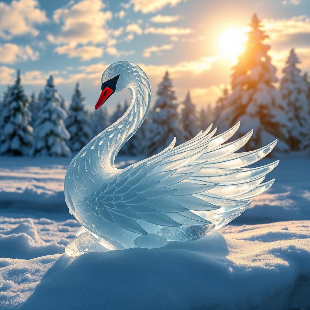 Swan in the snow