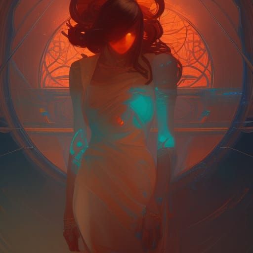 Mind Control Concept Art in Art Nouveau Style