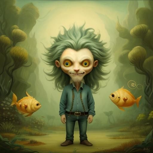 Enchanting Mythical Creature Gaze in Surrealist Dreamscape