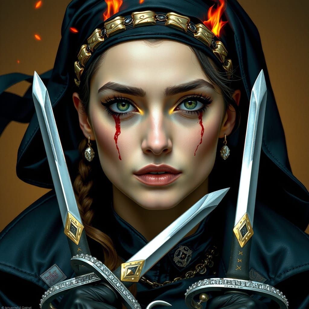 Female Assassin Portrait in the Style of Artgerm