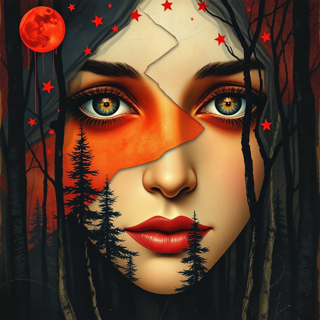 Ethereal Sunset Goddess in a Geometric Romantic Masterpiece