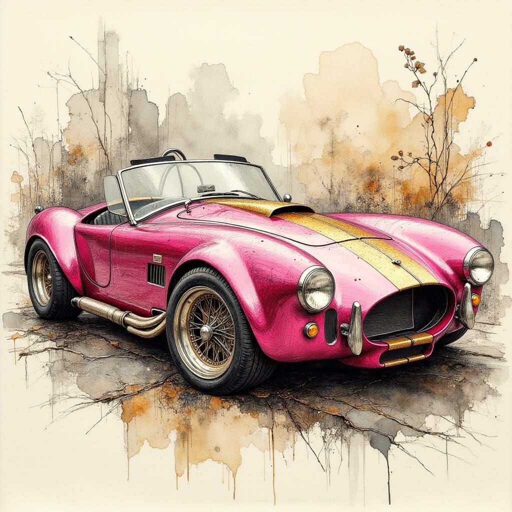 Metallic Pink Shelby Cobra with Gilded Leather, in Fine Art ...